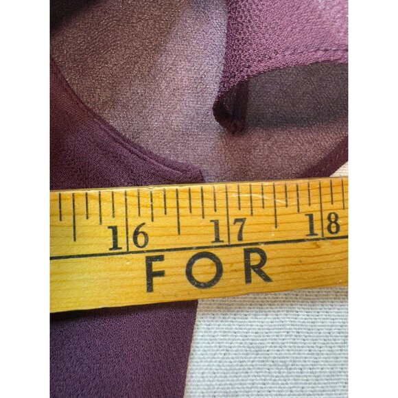 SLNY Womens Tiered Ruffle Midi Dress Size 4 Plum Flutter Sleeves Chiffon V-Neck - Picture 10 of 14